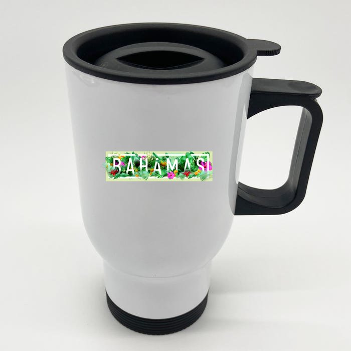 Bahamas Framed Floral Design Front & Back Stainless Steel Travel Mug