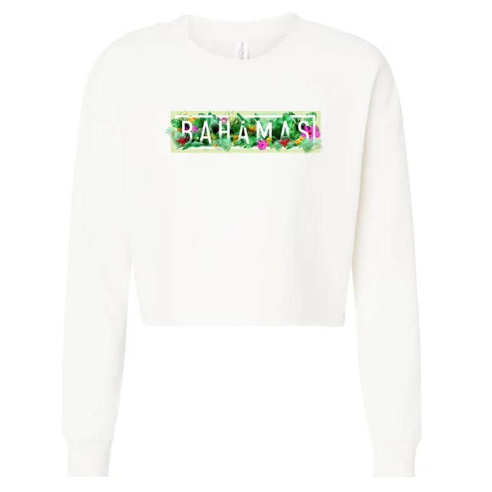 Bahamas Framed Floral Design Cropped Pullover Crew