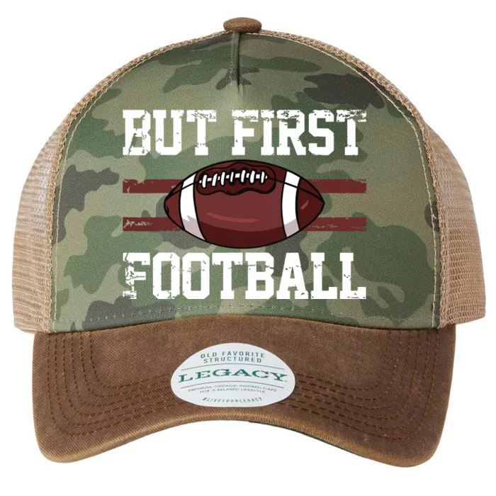 But First Football | Football Player Vintage Gift Legacy Tie Dye Trucker Hat