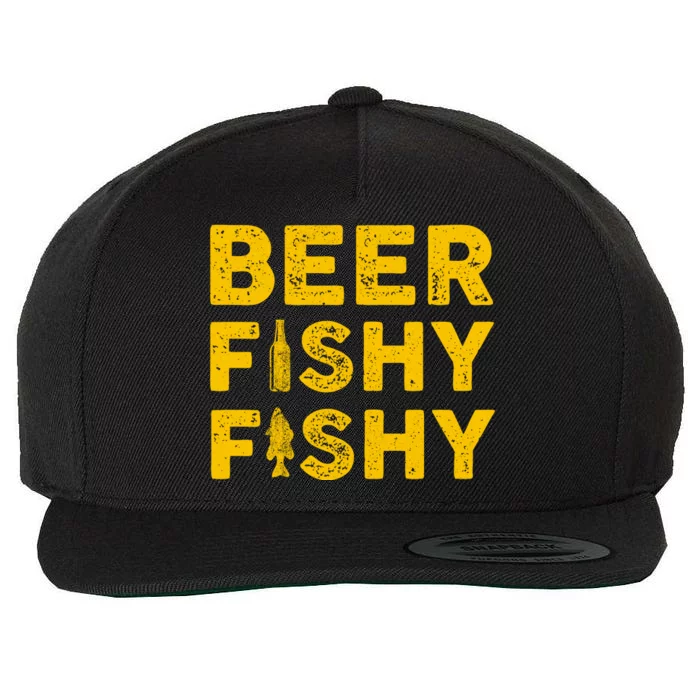 Beer Fishy Fishy Fishing Lover Funny Wool Snapback Cap