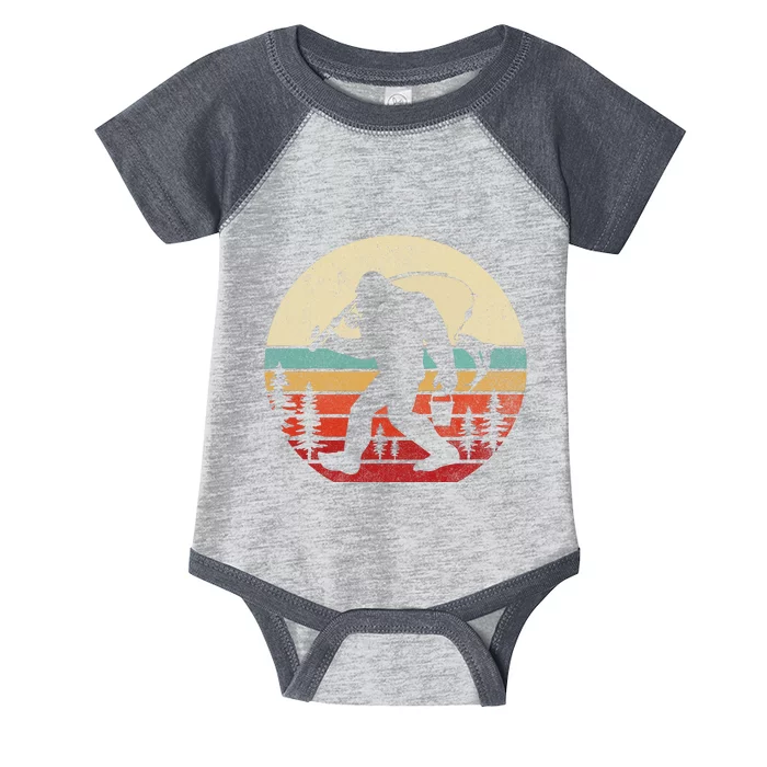 Bigfoot Fishing Funny Retro Sasquatch Dad Infant Baby Jersey Bodysuit