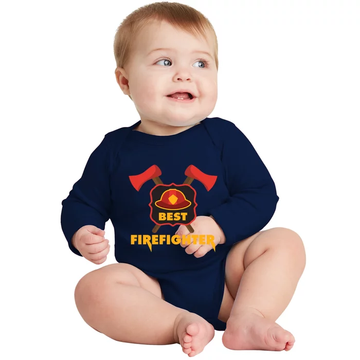 Best Firefighter Fire Cute Gift Baby Long Sleeve Bodysuit