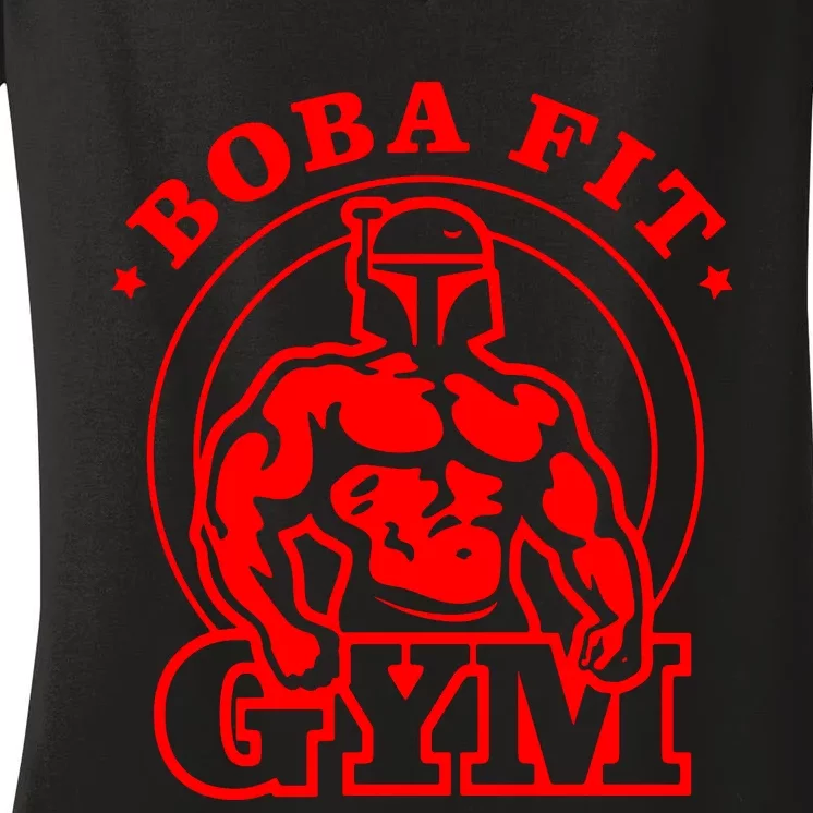 Boba Fit Fat Bodybuilding Gym Women's V-Neck T-Shirt