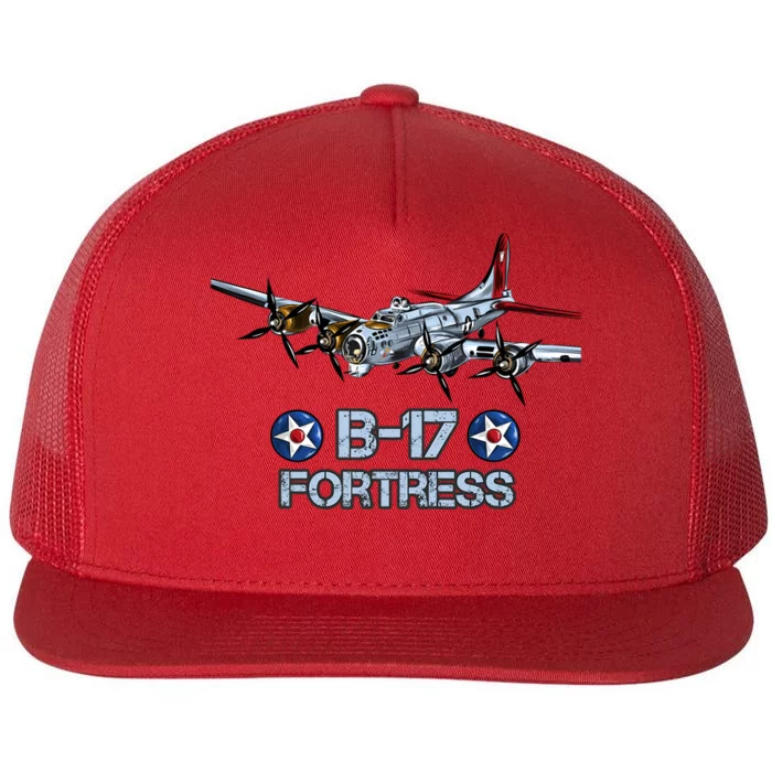 B17 Flying Fortress Bomber Flat Bill Trucker Hat