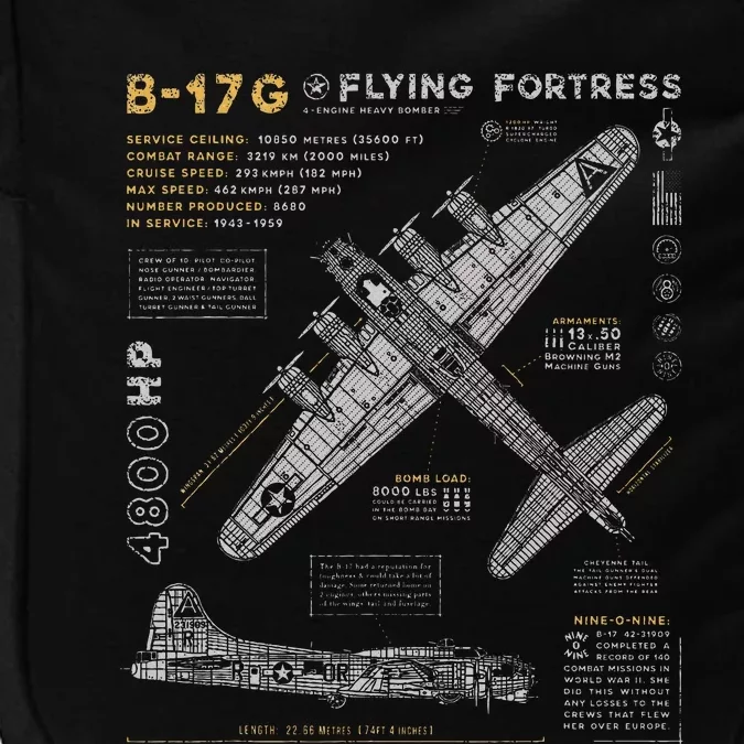 B17 Flying Fortress Ww2 B17g Bomber Impact Tech Backpack