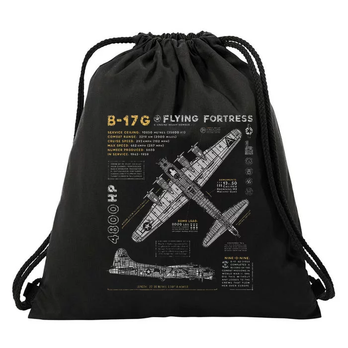 B17 Flying Fortress Ww2 B17g Bomber Drawstring Bag