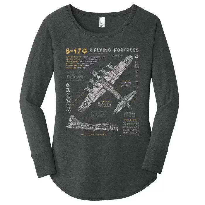 B17 Flying Fortress Ww2 B17g Bomber Women's Perfect Tri Tunic Long Sleeve Shirt