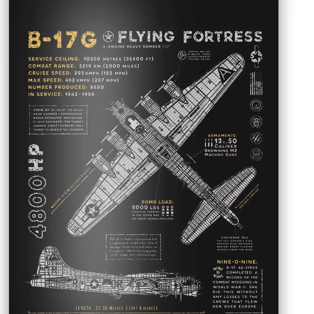 B17 Flying Fortress Ww2 B17g Bomber Poster