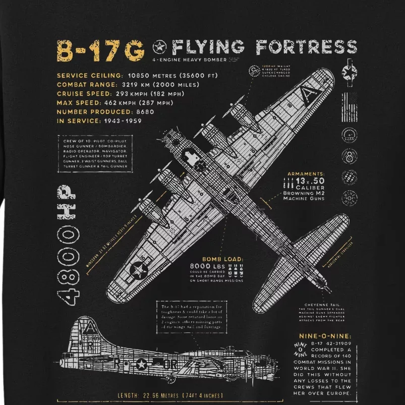 B17 Flying Fortress Ww2 B17g Bomber Tall Sweatshirt