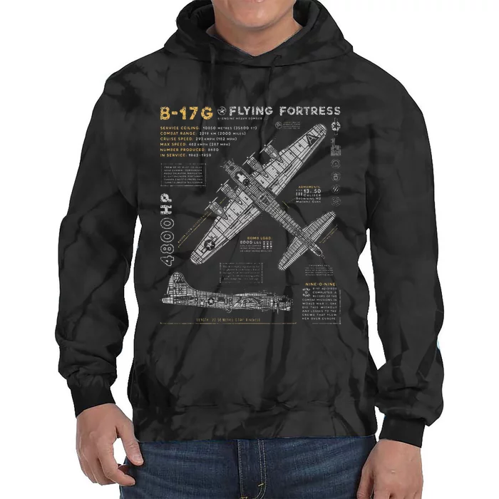 B17 Flying Fortress Ww2 B17g Bomber Tie Dye Hoodie