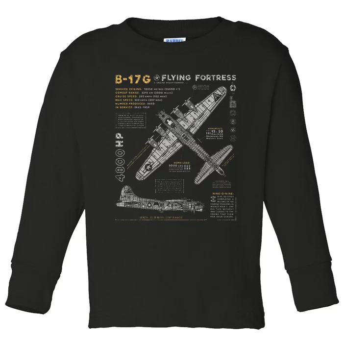 B17 Flying Fortress Ww2 B17g Bomber Toddler Long Sleeve Shirt