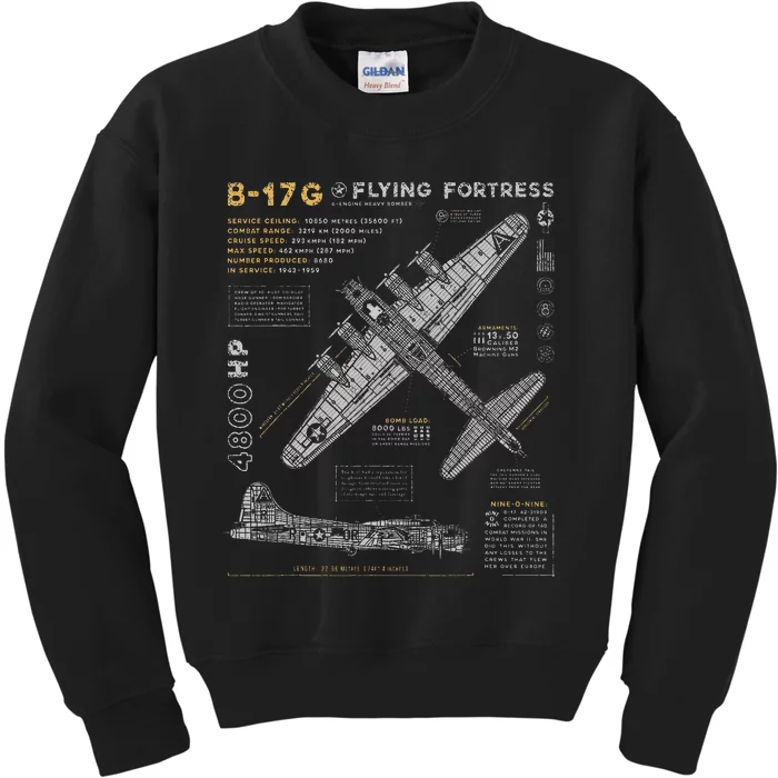 B17 Flying Fortress Ww2 B17g Bomber Kids Sweatshirt