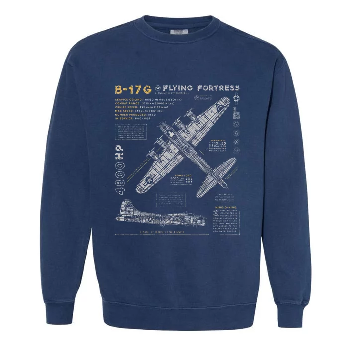 B17 Flying Fortress Ww2 B17g Bomber Garment-Dyed Sweatshirt