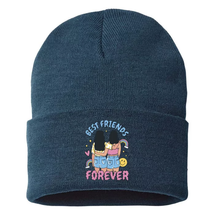 Best Friends Forever Retro Cute Gift Sustainable Knit Beanie