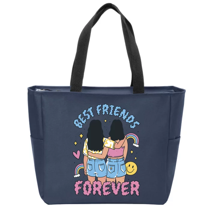 Best Friends Forever Retro Cute Gift Zip Tote Bag