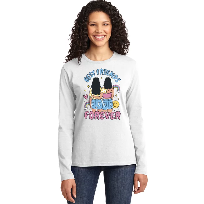 Best Friends Forever Retro Cute Gift Ladies Long Sleeve Shirt