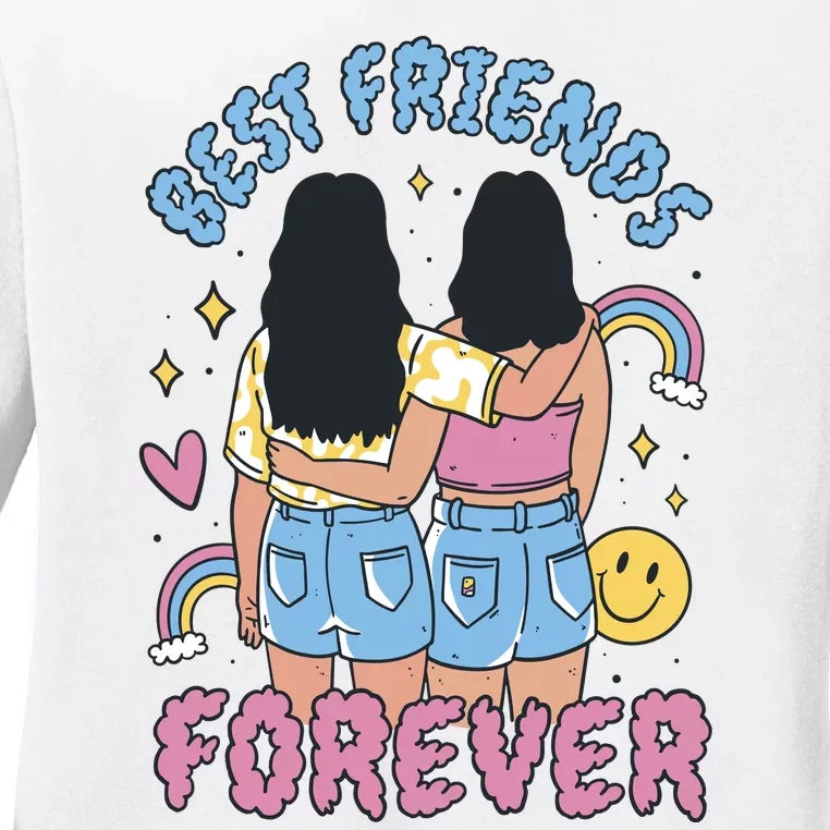 Best Friends Forever Retro Cute Gift Ladies Long Sleeve Shirt