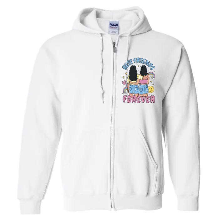 Best Friends Forever Retro Cute Gift Full Zip Hoodie