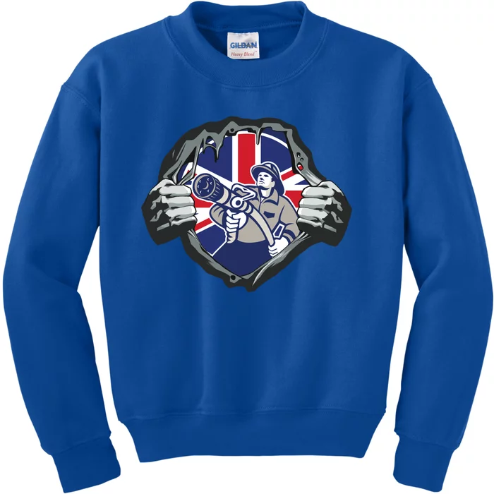 British Fire Fighter Hero Costume For Fire And Fire Gift Kids Sweatshirt