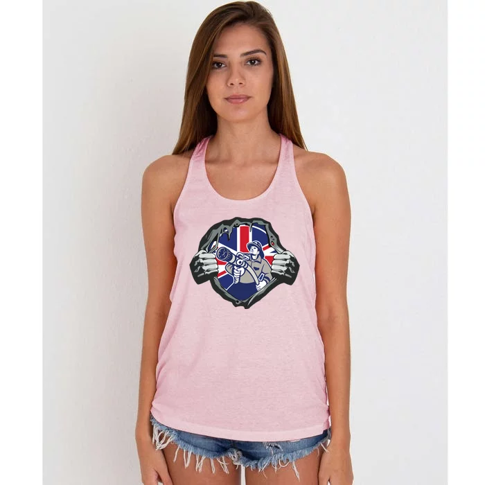 British Fire Fighter Hero Costume For Fire And Fire Gift Women's Knotted Racerback Tank