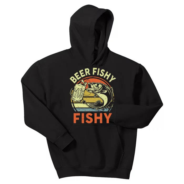 Beer Fishy Fishy Vintage Fishing Beer Kids Hoodie