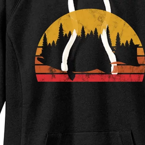 Bass Fishing Forest Sunset Women's Fleece Hoodie