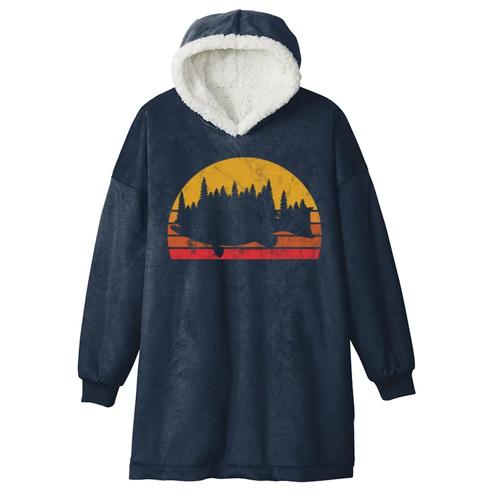 Bass Fishing Forest Sunset Hooded Wearable Blanket