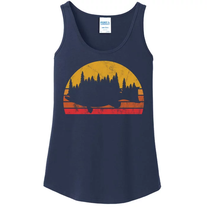 Bass Fishing Forest Sunset Ladies Essential Tank