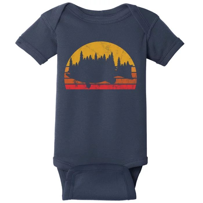 Bass Fishing Forest Sunset Baby Bodysuit