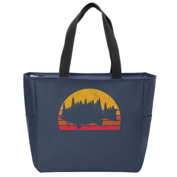 Bass Fishing Forest Sunset Zip Tote Bag