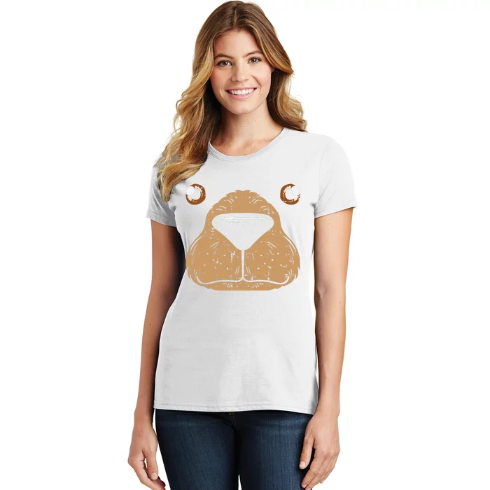 Bear Face Funny Easy Lazy Halloween Costume Women's T-Shirt