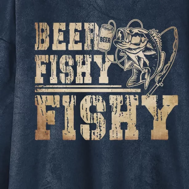 Beer Fishy Fishy Funny Fishing Gift Hooded Wearable Blanket