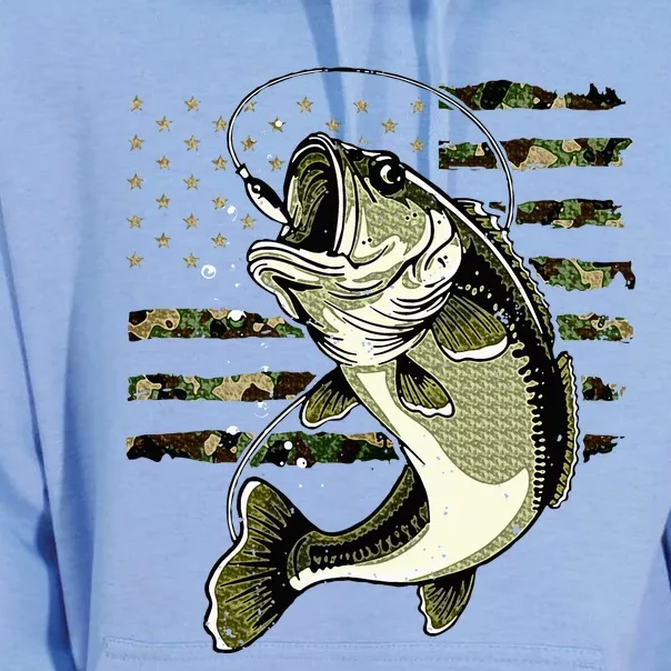 Bass Fish Fishing Usa American Flag Unisex Surf Hoodie