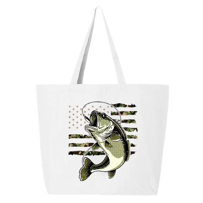 Bass Fish Fishing Usa American Flag 25L Jumbo Tote