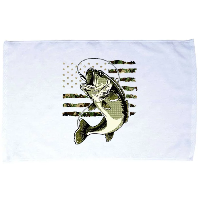 Bass Fish Fishing Usa American Flag Microfiber Hand Towel