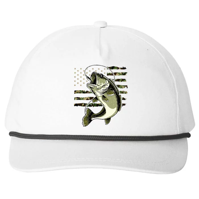 Bass Fish Fishing Usa American Flag Snapback Five-Panel Rope Hat