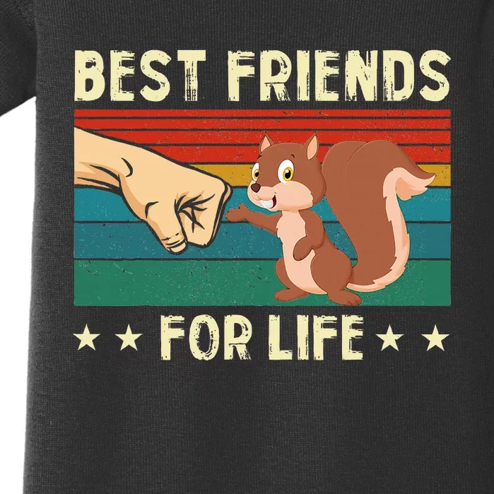 Best Friend For Life Fist Bump Retro Squirrel Baby Bodysuit