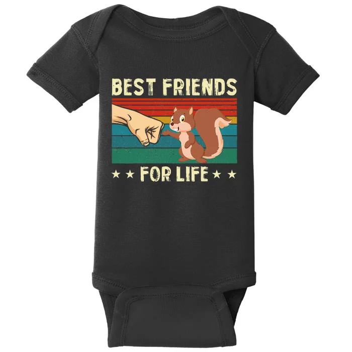 Best Friend For Life Fist Bump Retro Squirrel Baby Bodysuit