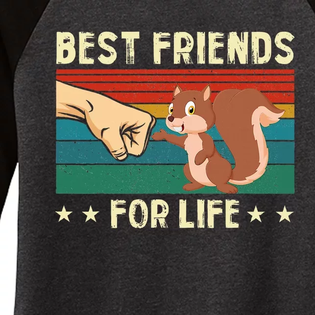 Best Friend For Life Fist Bump Retro Squirrel Women's Tri-Blend 3/4-Sleeve Raglan Shirt