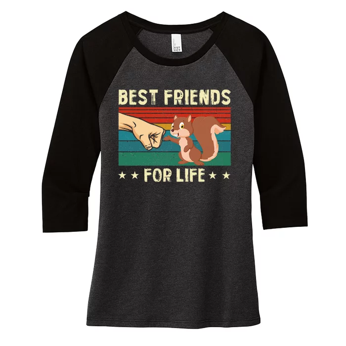 Best Friend For Life Fist Bump Retro Squirrel Women's Tri-Blend 3/4-Sleeve Raglan Shirt