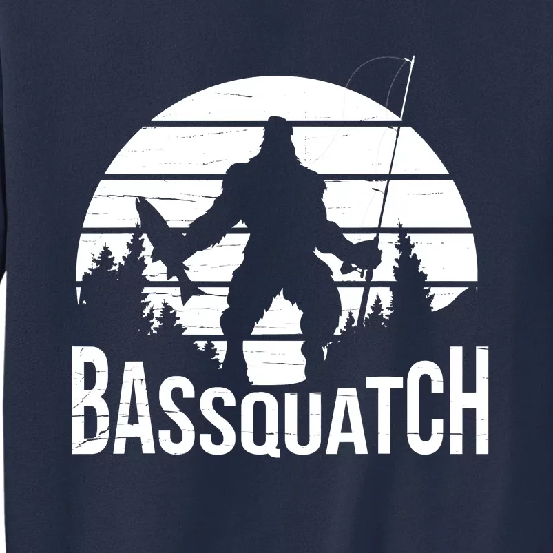 Bassquatch Funny Fishing Fisherman Fishing Rod Bass Fish Sweatshirt