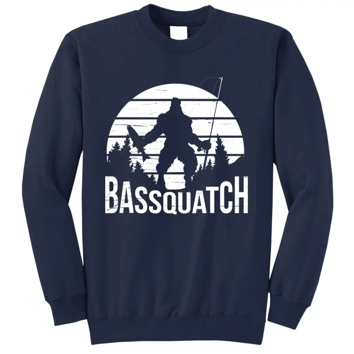 Bassquatch Funny Fishing Fisherman Fishing Rod Bass Fish Tall Sweatshirt