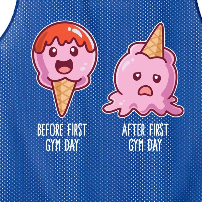 Before First Gym Day After First Gym Day Ice Cream Cute Gift Mesh Reversible Basketball Jersey Tank