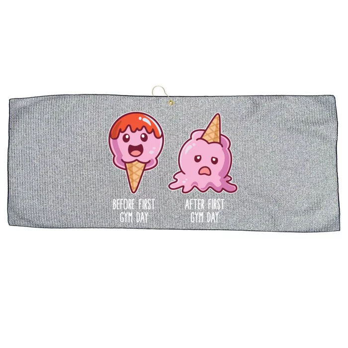 Before First Gym Day After First Gym Day Ice Cream Gift Large Microfiber Waffle Golf Towel