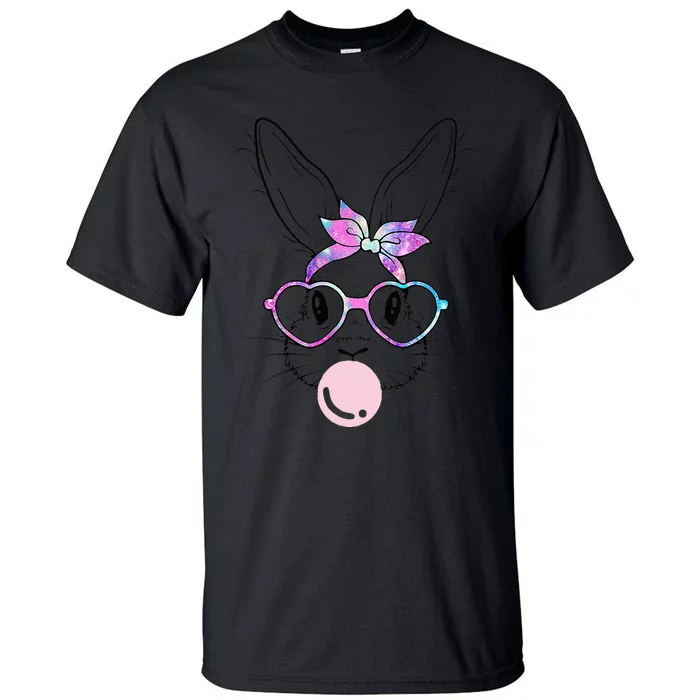 Bunny Face Galaxy Glasses Bubble Gum Easter Day Tall T-Shirt