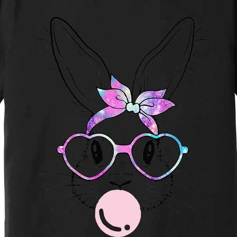 Bunny Face Galaxy Glasses Bubble Gum Easter Day Premium T-Shirt