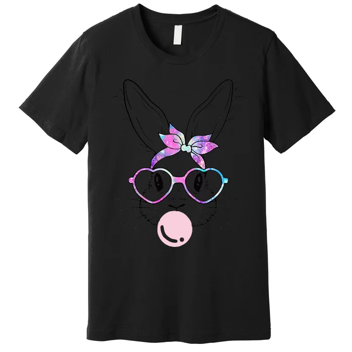 Bunny Face Galaxy Glasses Bubble Gum Easter Day Premium T-Shirt