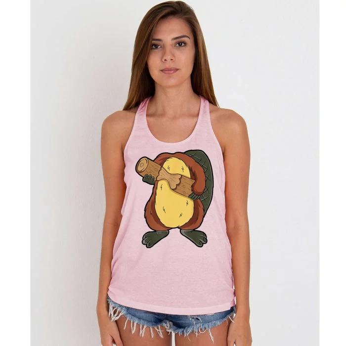 Beaver Funny Group Matching Halloween Costume Women Women's Knotted Racerback Tank