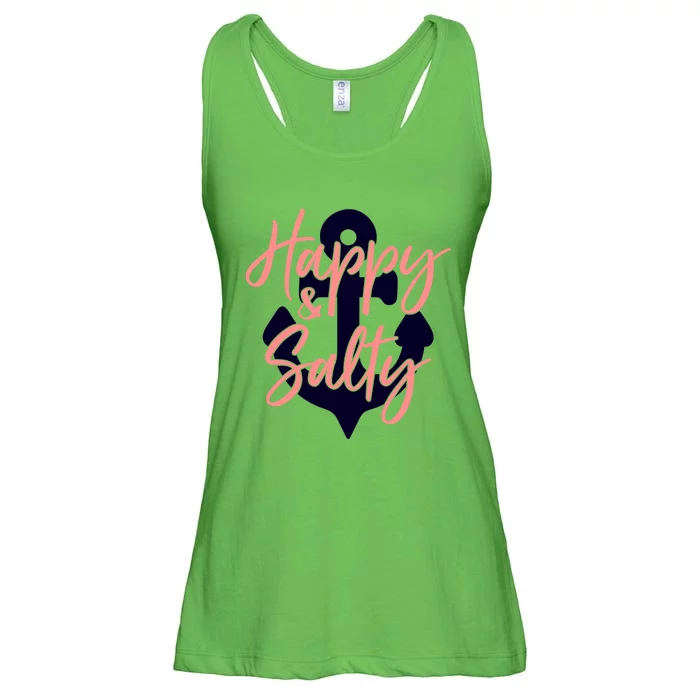 Beach Funny Gift Happy And Salty Funny Gift Cute Gift Ladies Essential Flowy Tank