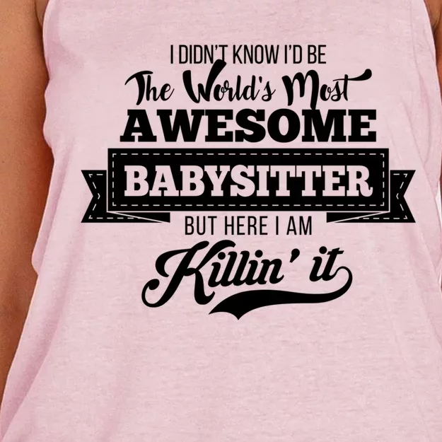 Babysitter Funny Gift Worlds Most Awesome Sitter Funny Gift Women's Knotted Racerback Tank